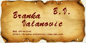 Branka Valanović vizit kartica